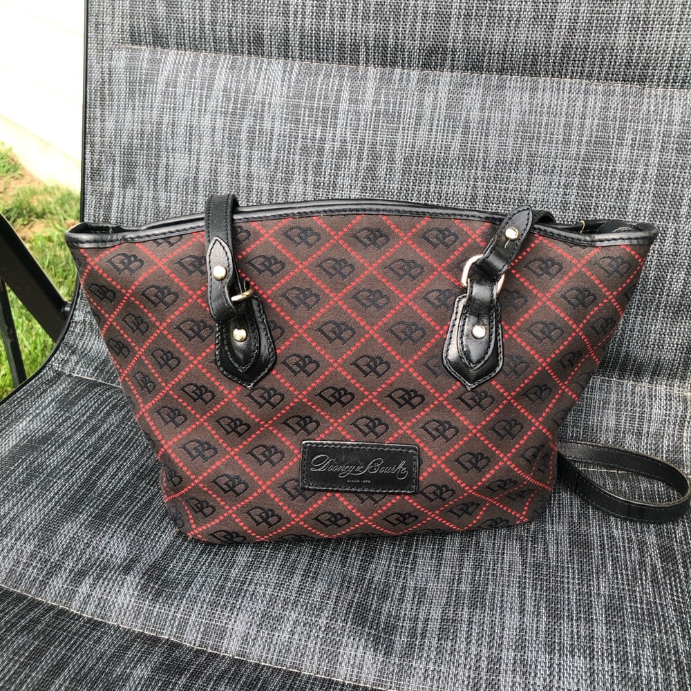 Dooney & Bourke Black and Red Patterned Tote